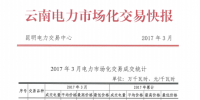 云南2017年3月電力市場化交易快報