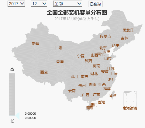 2017年全國電力發電，電力裝機版圖