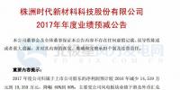 時代新材預計2017年盈利減少1.45億元到1.94億元