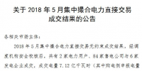 河南2018年5月集中撮合電力直接交易成交結果：<font color=
