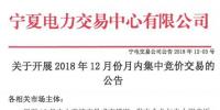 寧夏《關于開展2018年12月月內集中競價交易的公告》