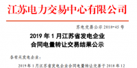 江蘇電力交易中心發布了《2019年1月江蘇省發電企業<font color=