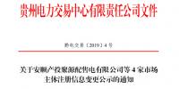 貴州發布了《關于安順產投聚源配售電有限公司等4家市場主體注冊信息變更公示的通知》