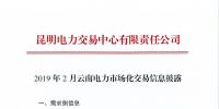昆明電力交易中心發布了《2019年2月云南電力市場化交易信息披露》