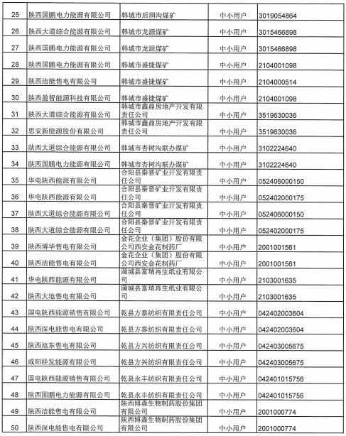 陜西2019上半年售電公司代理中小用戶(hù)自主協(xié)商直接交易申報(bào)情況