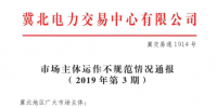 冀北2019年3月市場主體運行不規范情況通報：部分市場成員交易行為不嚴肅